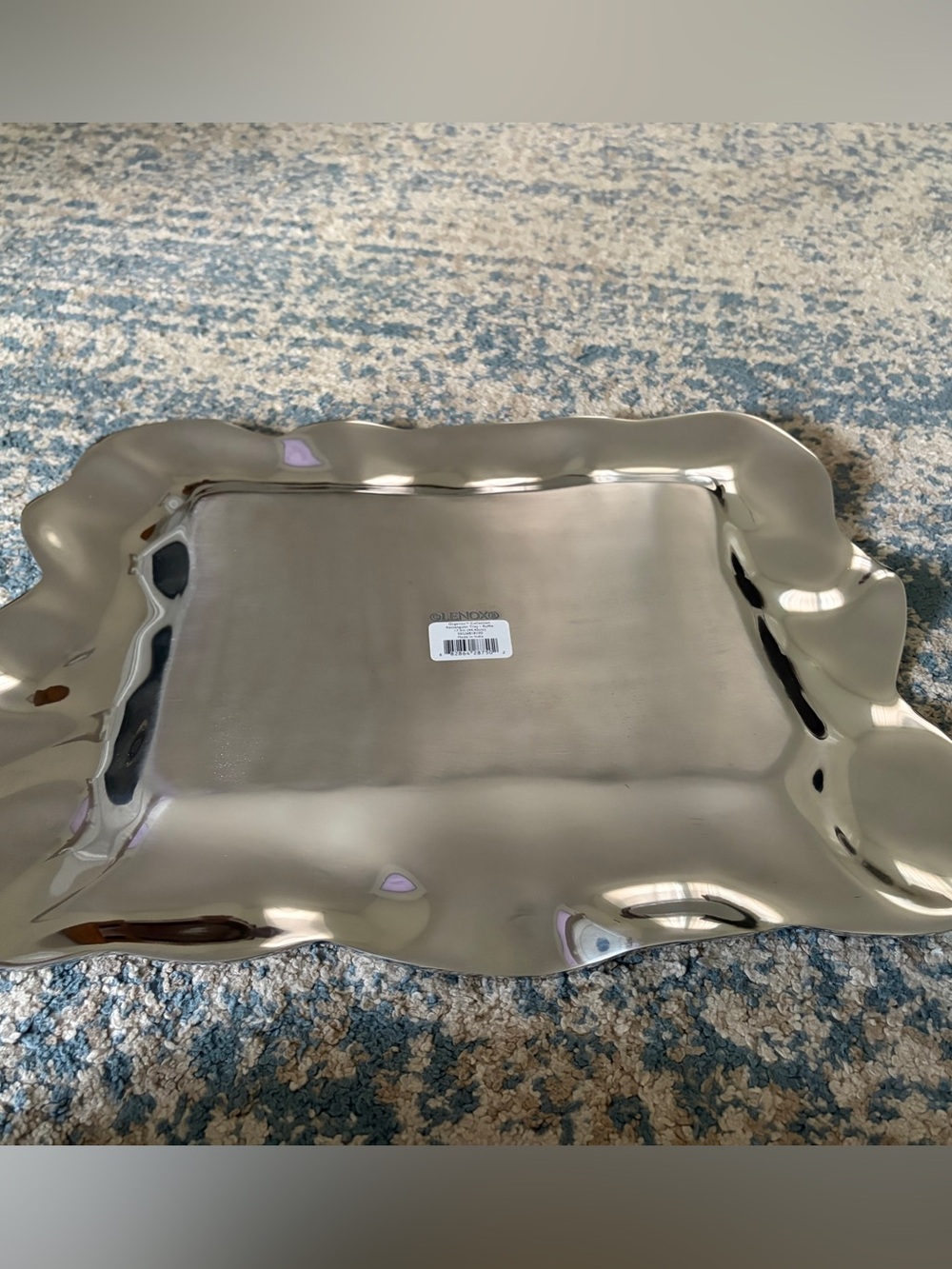 Lenox Organics Collection Silver Rectangular Ruffle Serving Tray - Picture 4 of 14